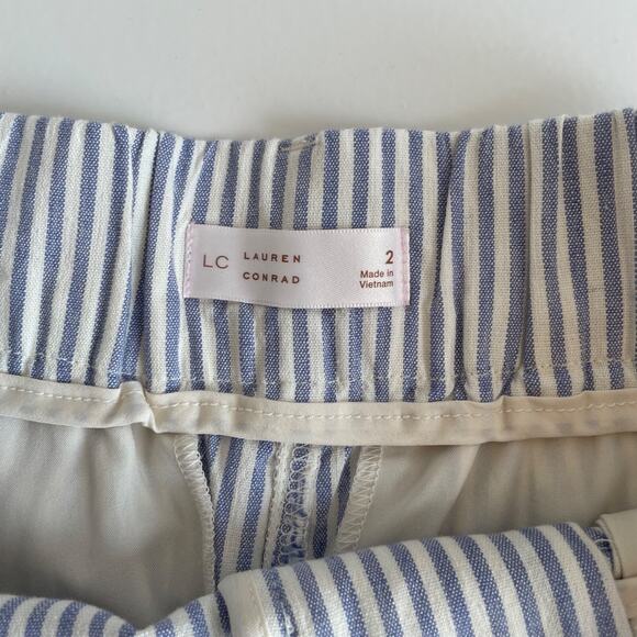 LC Lauren‎ Conrad High Waisted Shorts Size 2 Periwinkle Railroad Stripe Coquette - Picture 6 of 11